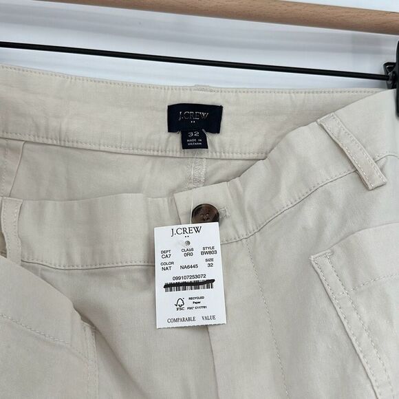 NWT J. Crew Factory Womens Ivory High-Rise Patch-Pocket Wide Leg Pants Size 32 - Picture 4 of 11